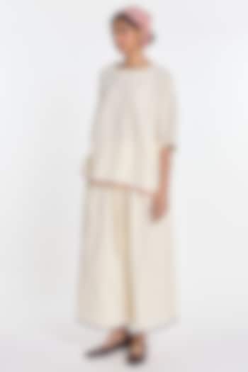Ivory Cotton Linen Wide-Leg Trousers by Payal Pratap at Pernia's Pop Up Shop
