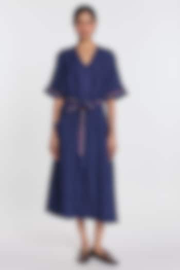 Indigo Blue Linen Maxi Vacation Dress by Payal Pratap at Pernia's Pop Up Shop