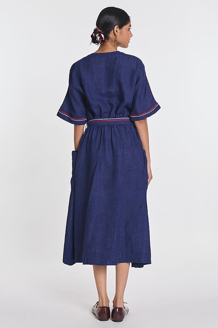 Indigo Blue Linen Maxi Vacation Dress by Payal Pratap at Pernia's Pop Up Shop