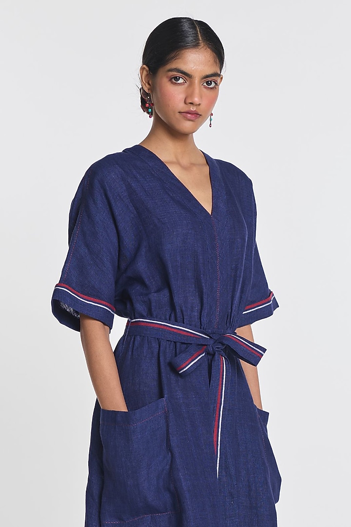 Indigo Blue Linen Maxi Vacation Dress by Payal Pratap at Pernia's Pop Up Shop