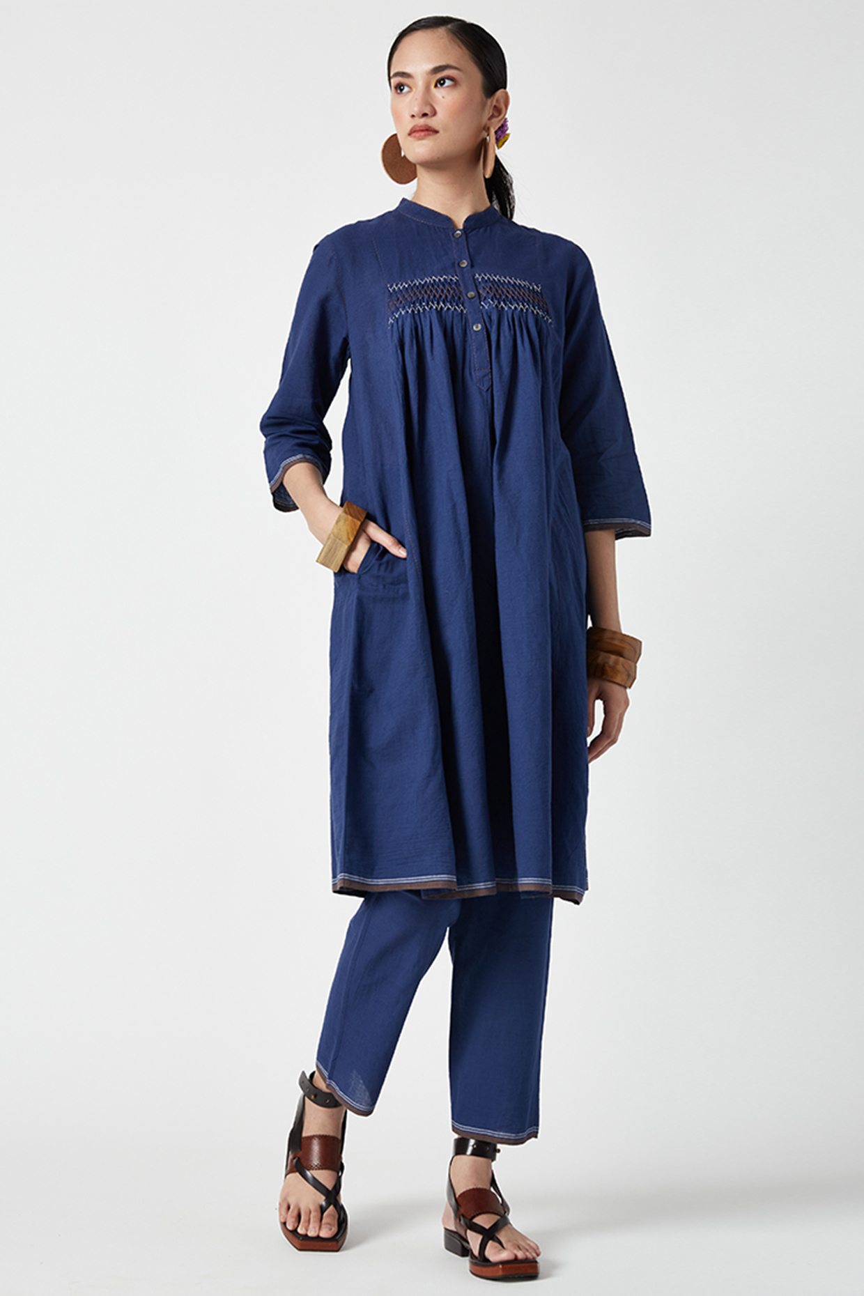Navy Blue Cotton Tunic Set by Payal Pratap at Pernia's Pop Up Shop