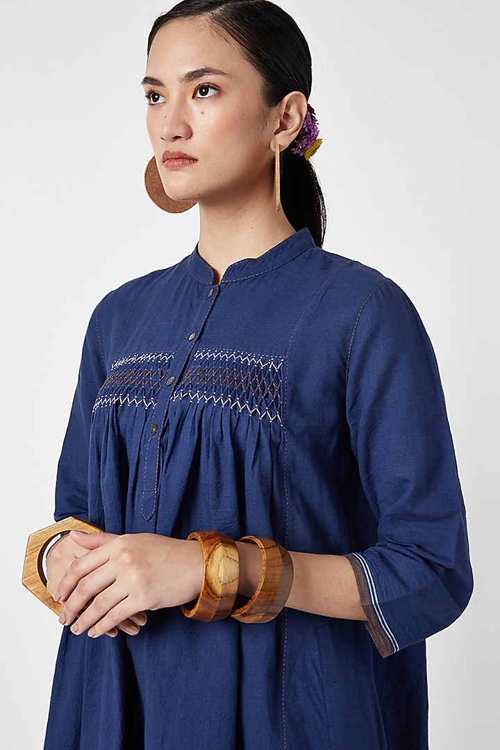 Navy Blue Cotton Tunic Set by Payal Pratap at Pernia's Pop Up Shop