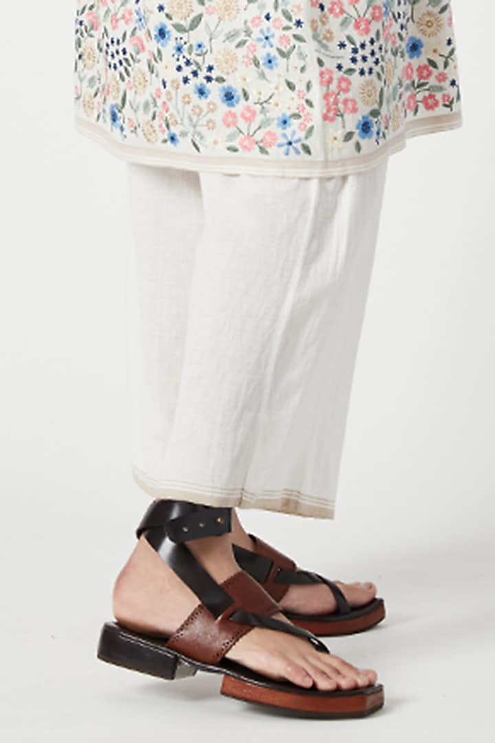 Ecru Cotton Khadi Embroidered Tunic Set by Payal Pratap at Pernia's Pop Up Shop