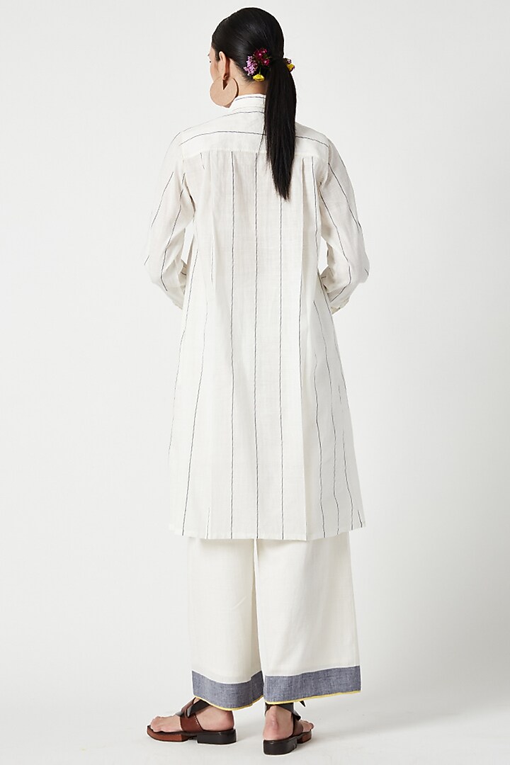 Ecru Cotton Striped Tunic by Payal Pratap at Pernia's Pop Up Shop