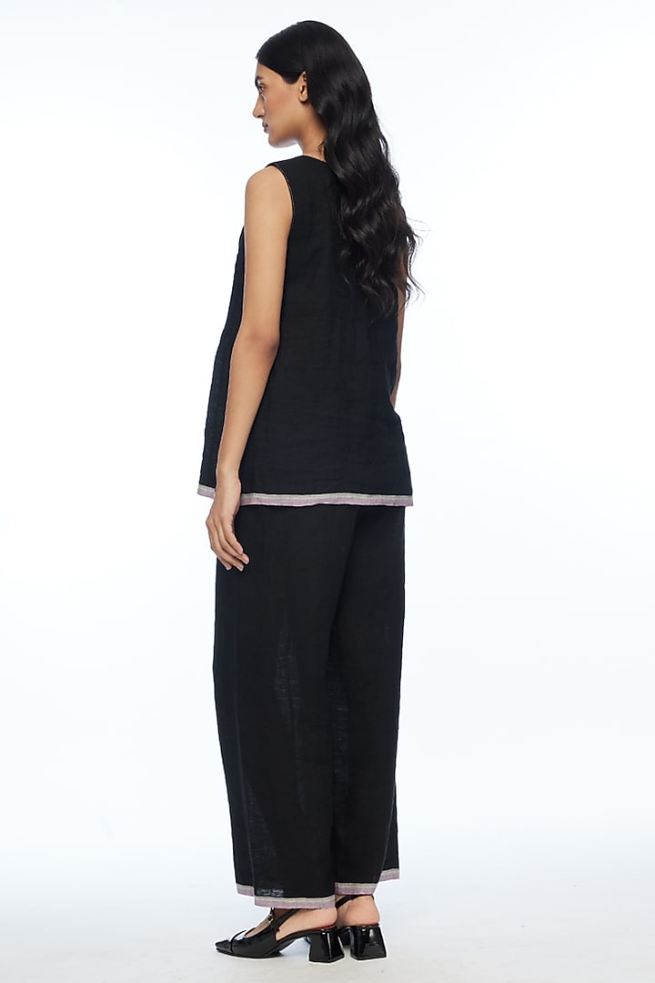 Black Handloom Cotton Gathered Camisole Top by Payal Pratap at Pernia's Pop Up Shop