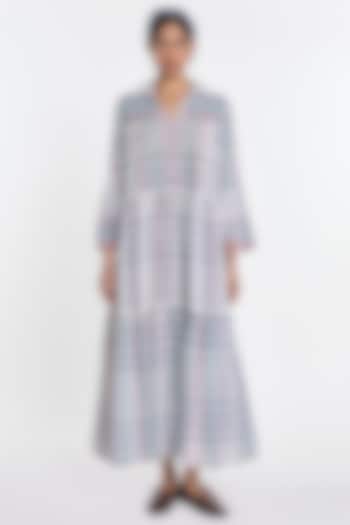 White Handloom Cotton Tiered Maxi Vacation Dress by Payal Pratap at Pernia's Pop Up Shop
