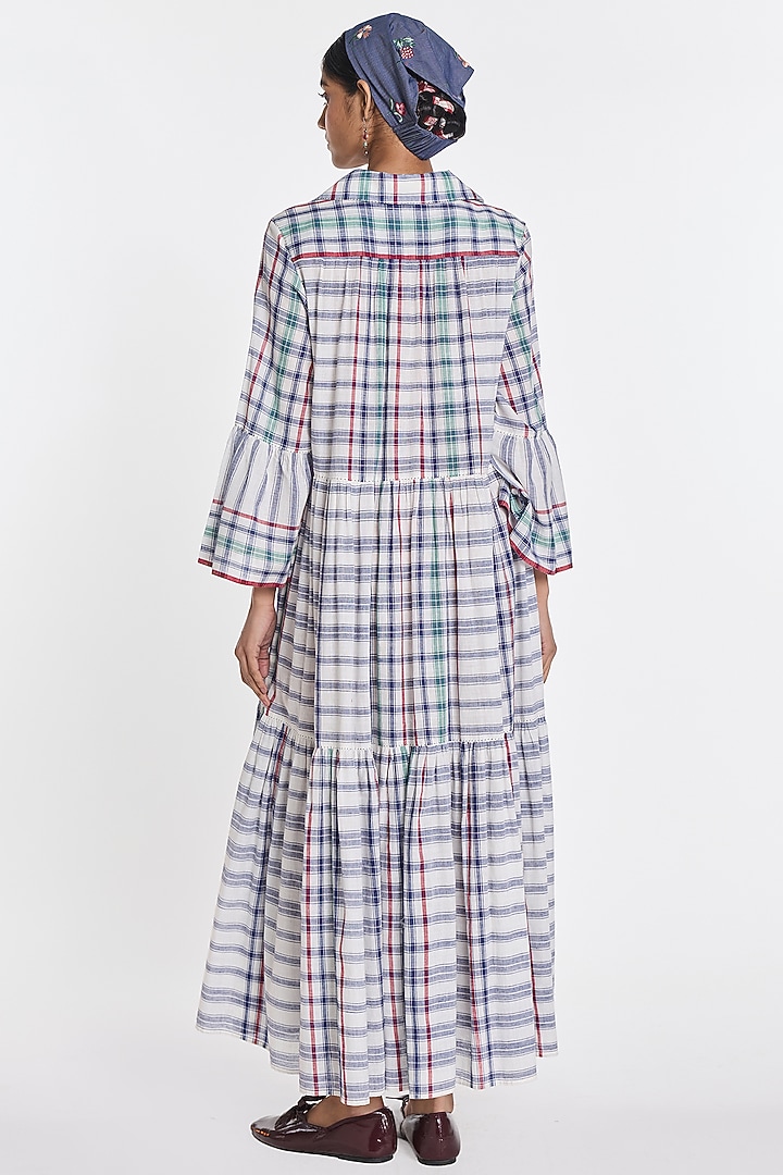 White Handloom Cotton Tiered Maxi Vacation Dress by Payal Pratap at Pernia's Pop Up Shop