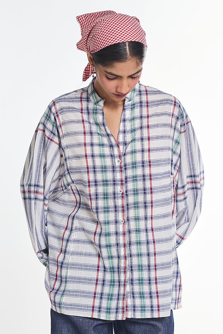 White Handloom Cotton Oversized Shirt by Payal Pratap at Pernia's Pop Up Shop