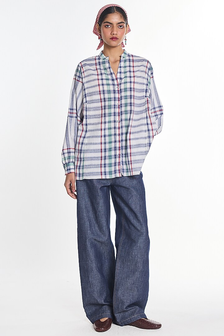 White Handloom Cotton Oversized Shirt by Payal Pratap at Pernia's Pop Up Shop