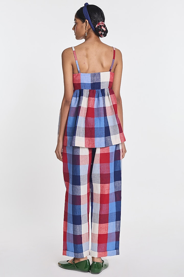 Multi-Colored Handloom Cotton Linen Pants by Payal Pratap at Pernia's Pop Up Shop