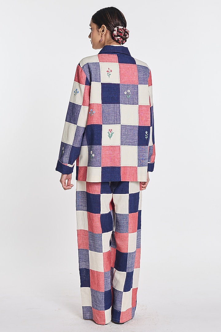 Multi-Colored Linen Patchwork & Embroidered Jacket by Payal Pratap at Pernia's Pop Up Shop