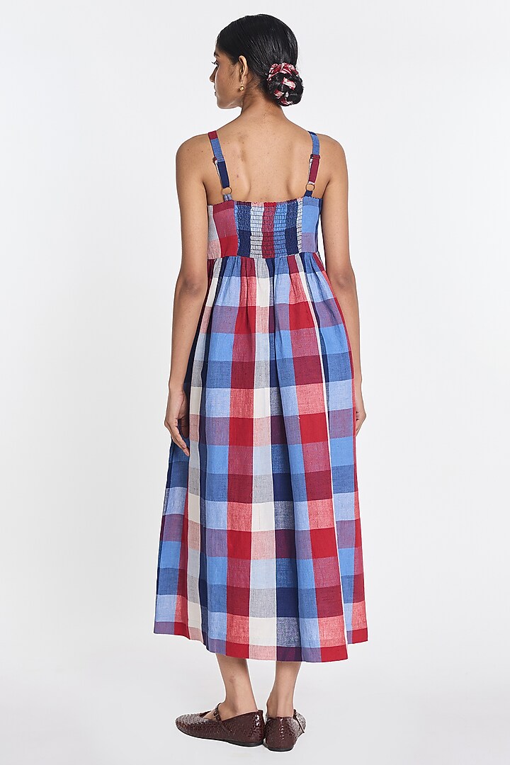 Multi-Colored Cotton Linen Floral Embroidered Vacation Dress by Payal Pratap at Pernia's Pop Up Shop