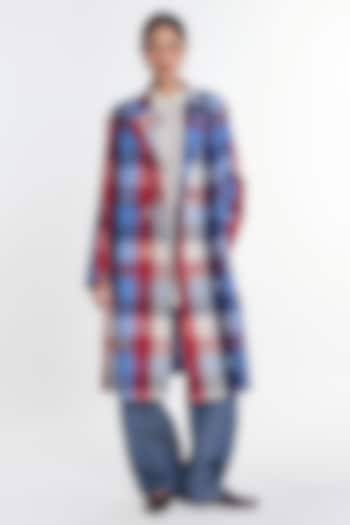 Multi-Colored Cotton Linen Floral Embroidered Jacket by Payal Pratap at Pernia's Pop Up Shop