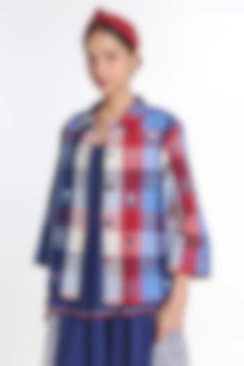 Multi-Colored Cotton Linen Floral Embroidered Jacket by Payal Pratap at Pernia's Pop Up Shop