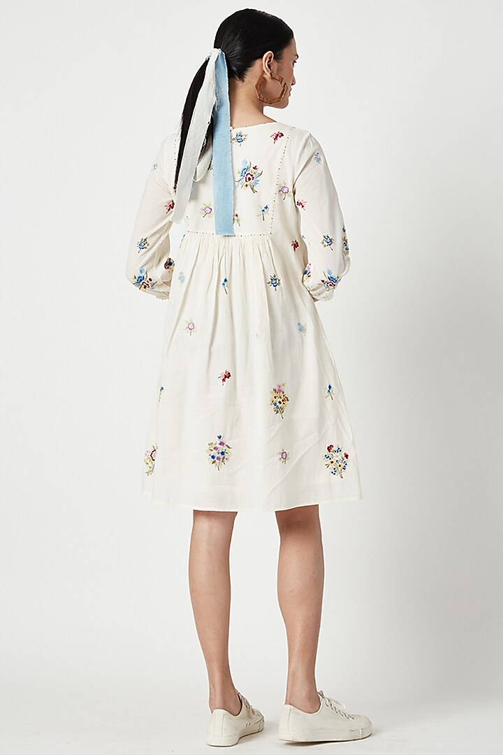 Ivory Cotton Embroidered Vacation Dress by Payal Pratap at Pernia's Pop Up Shop
