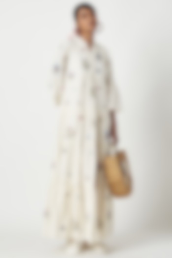 Ivory Cotton Tiered Cocktail Dress by Payal Pratap at Pernia's Pop Up Shop
