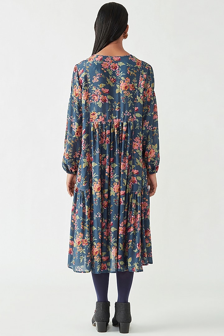 Navy Cotton Silk Blend Printed Tunic by Payal Pratap at Pernia's Pop Up Shop