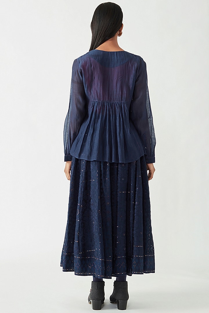 Navy Cotton Silk Top by Payal Pratap at Pernia's Pop Up Shop