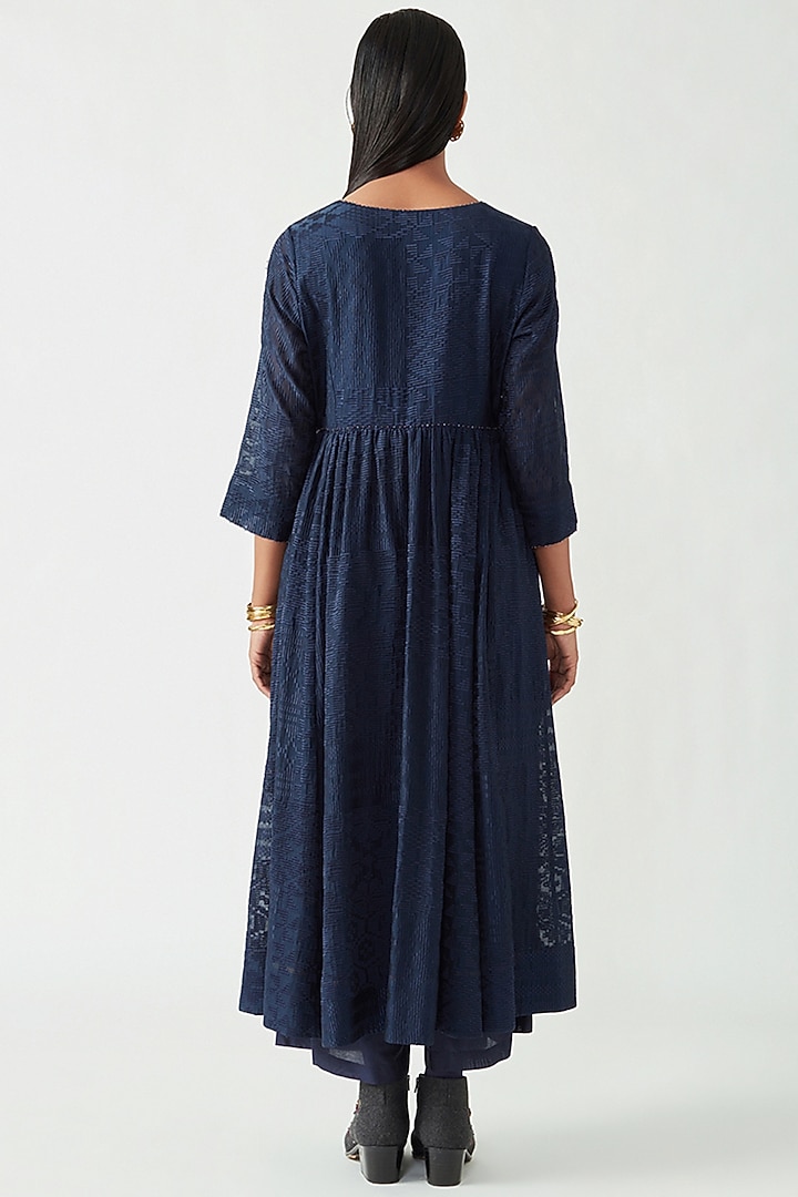 Navy Cotton Silk Embroidered Kurta Set by Payal Pratap at Pernia's Pop Up Shop
