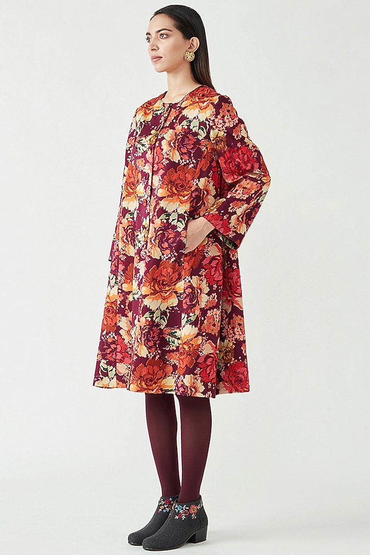 Multi-Colored Satin Printed Jacket by Payal Pratap at Pernia's Pop Up Shop