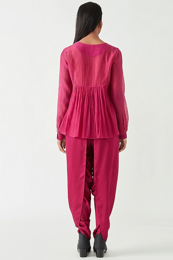 Fuchsia Cotton Silk Top by Payal Pratap at Pernia's Pop Up Shop