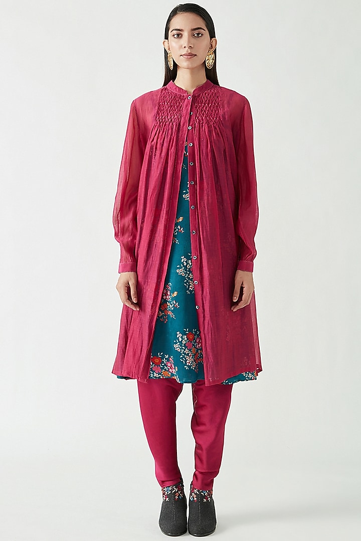 Fuchsia Cotton Silk Tunic by Payal Pratap at Pernia's Pop Up Shop