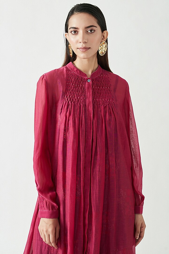 Fuchsia Cotton Silk Tunic by Payal Pratap at Pernia's Pop Up Shop