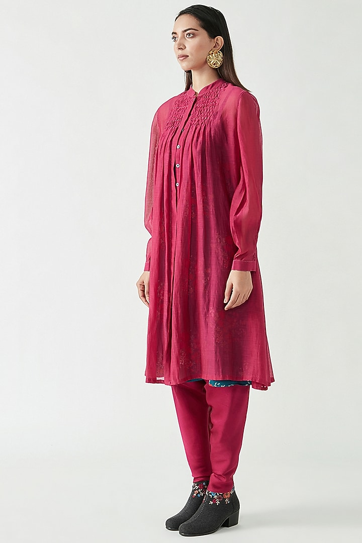 Fuchsia Cotton Silk Tunic by Payal Pratap at Pernia's Pop Up Shop