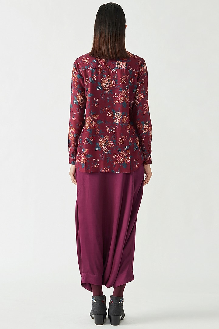 Wine Satin Pants by Payal Pratap at Pernia's Pop Up Shop