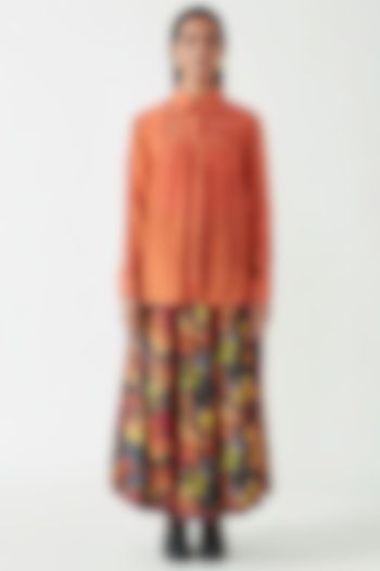 Multi-Colored Mulberry Silk Printed Skirt by Payal Pratap