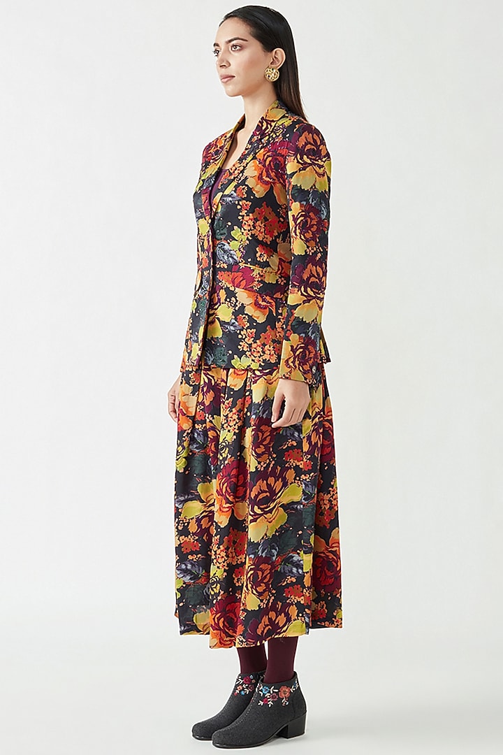 Wine Satin Printed Wide-Leg Pants by Payal Pratap at Pernia's Pop Up Shop