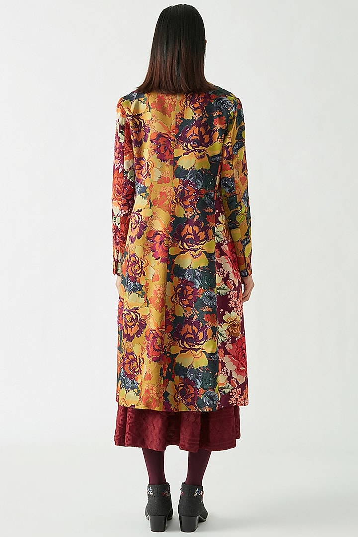 Multi-Colored Satin Hand Embroidered Jacket by Payal Pratap at Pernia's Pop Up Shop