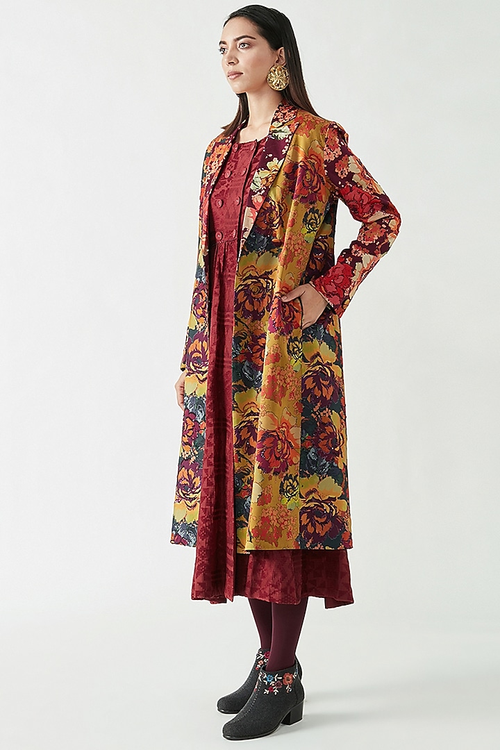 Multi-Colored Satin Hand Embroidered Jacket by Payal Pratap at Pernia's Pop Up Shop