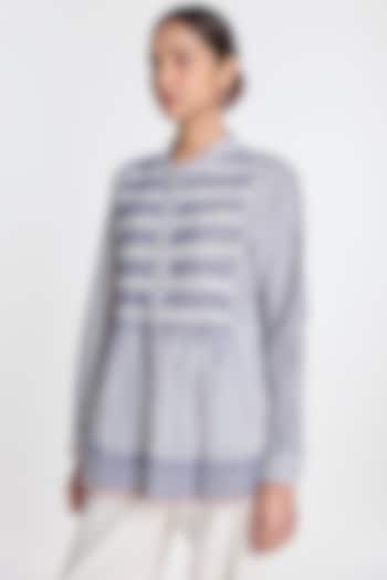 Blue Handloom Cotton Flared Top by Payal Pratap at Pernia's Pop Up Shop
