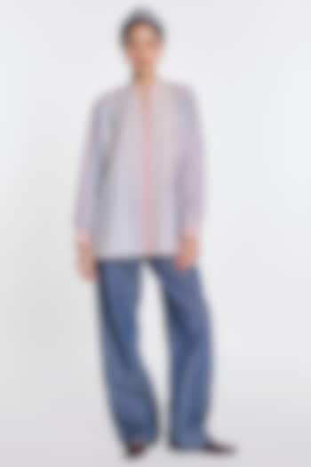 Pink & Blue Handloom Cotton Checkered Shirt by Payal Pratap at Pernia's Pop Up Shop