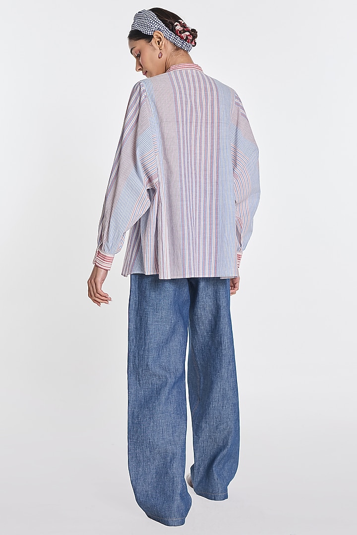 Pink & Blue Handloom Cotton Checkered Shirt by Payal Pratap at Pernia's Pop Up Shop