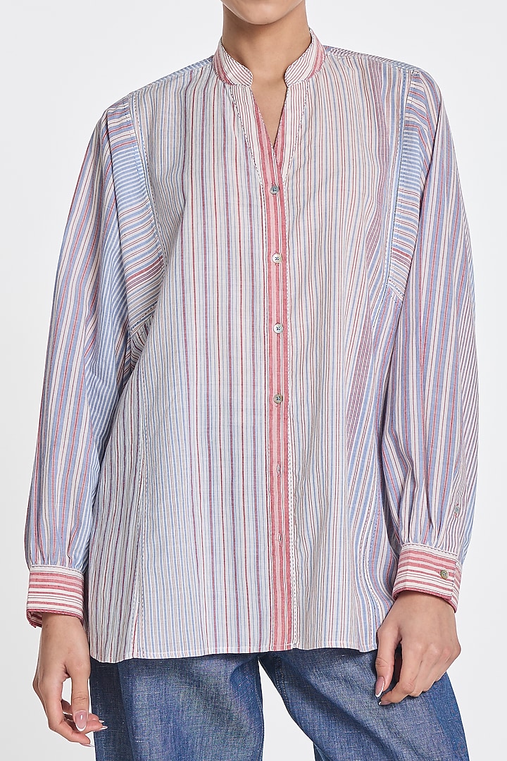 Pink & Blue Handloom Cotton Checkered Shirt by Payal Pratap at Pernia's Pop Up Shop