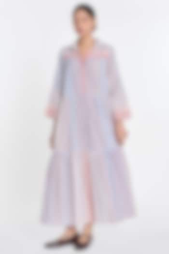 White Handloom Cotton Striped Maxi Vacation Dress by Payal Pratap at Pernia's Pop Up Shop