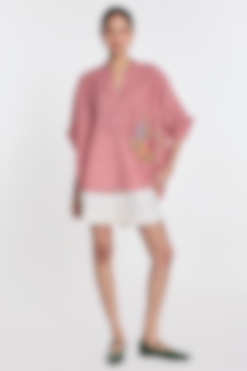 Red Handloom Cotton Checkered Shirt by Payal Pratap at Pernia's Pop Up Shop
