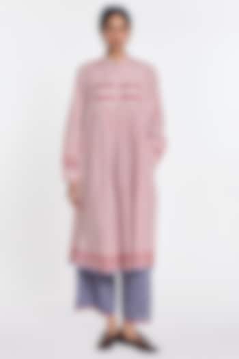 Pink Handloom Cotton Striped Tunic by Payal Pratap at Pernia's Pop Up Shop