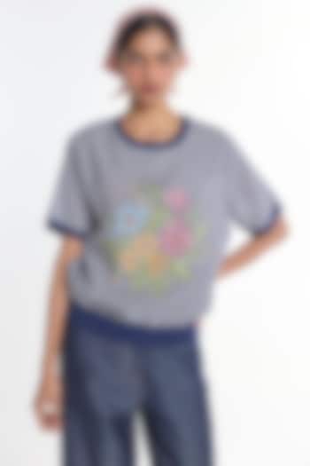 Blue Handloom Cotton Gingham Checkered Top by Payal Pratap at Pernia's Pop Up Shop