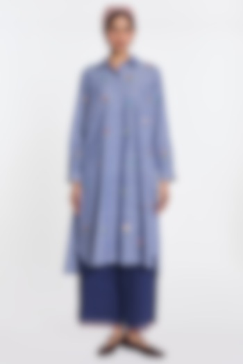 Blue Cotton Chambray Tunic by Payal Pratap at Pernia's Pop Up Shop