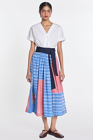 Multi-Colored Cotton Patchwork Wrap Dress by Payal Pratap