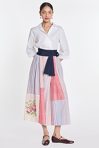 Multi-Colored Cotton Patchwork Wrap Dress by Payal Pratap