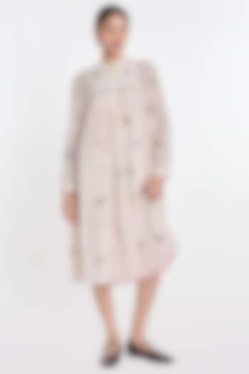 Ivory Cotton Silk Floral Embroidered Tunic by Payal Pratap at Pernia's Pop Up Shop
