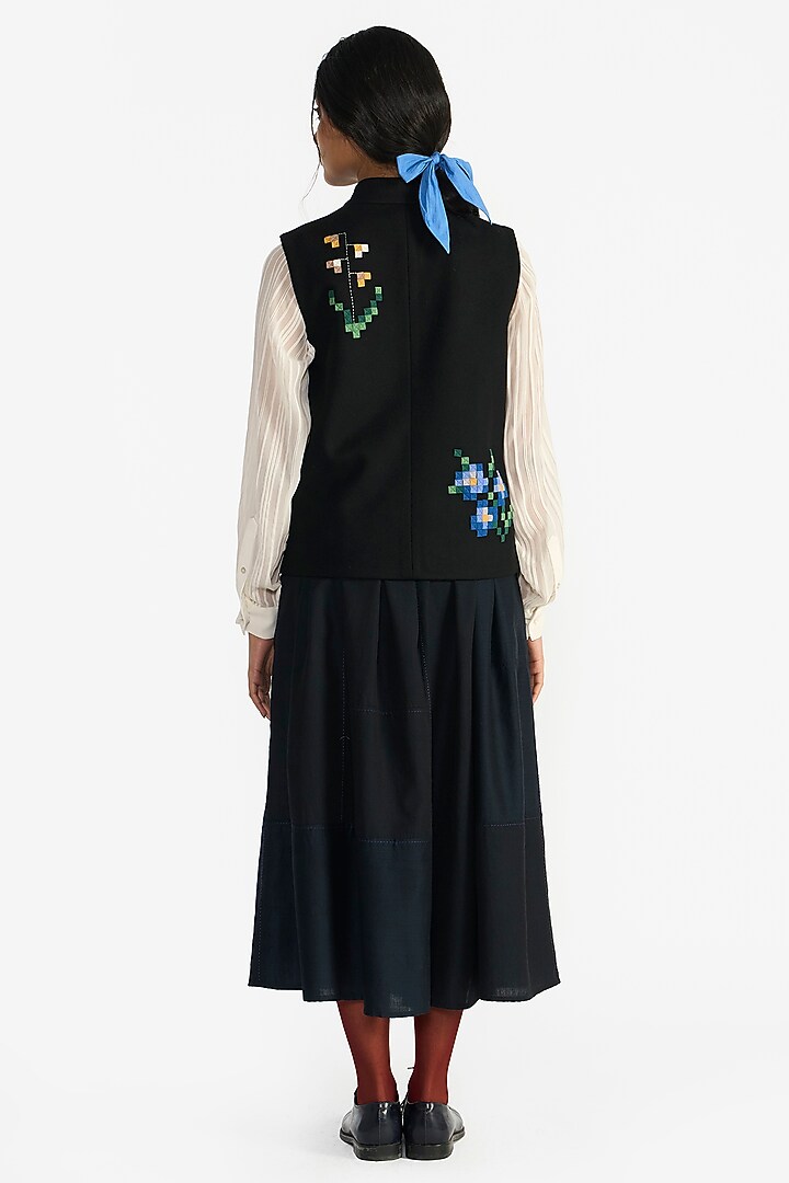 Black Wool Structured Gilet by Payal Pratap at Pernia's Pop Up Shop