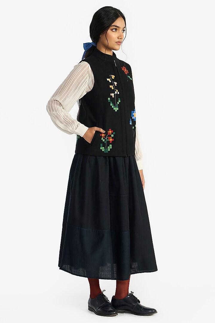 Black Wool Structured Gilet by Payal Pratap at Pernia's Pop Up Shop