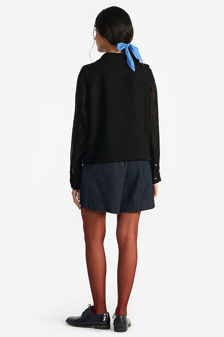 Black Felt Wool Embroidered Gilet by Payal Pratap at Pernia's Pop Up Shop