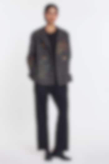 Grey Wool Checkered Jacket by Payal Pratap at Pernia's Pop Up Shop