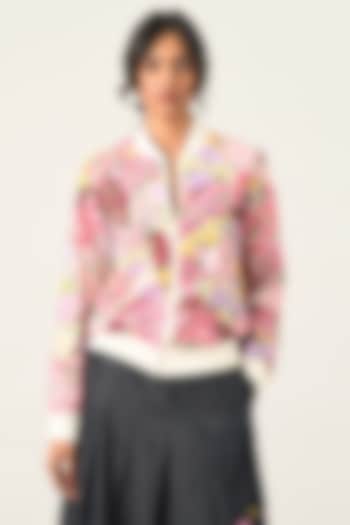 Ivory Silk Organza Floral Embroidered Jacket by Payal Pratap at Pernia's Pop Up Shop